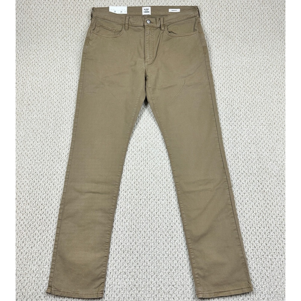 Flint and Tinder Huckberry 365 Pants Mens 36x34 Brown Slim Fit Stretch Chino NEW